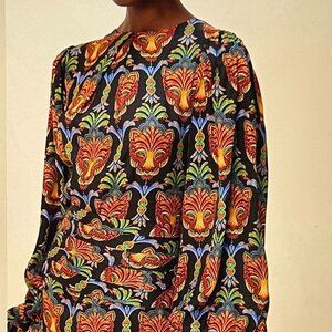 NWT Farm Rio black boho panther lenzing™ ecovero™ viscose mini dress Size M
